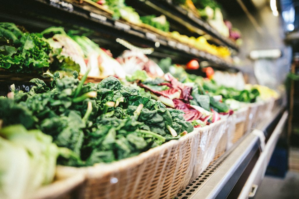 Mixed greens at the grocery store. 