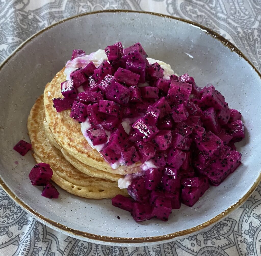 Protein Pancakes Stack with Yoghurt and Fresh Fruit